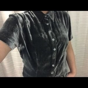 Banana Republic velour blouse dark olive green L